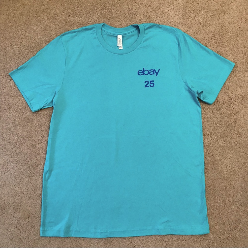 eBay 25th Anniversary Graphic T Shirt Mens XL Turquoise Blue Short Sleeve Lounge